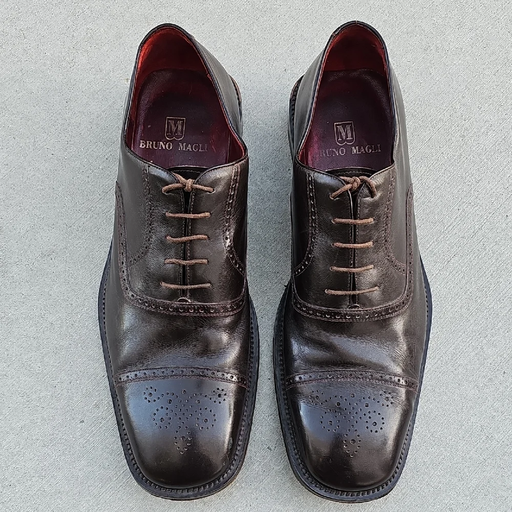 BRUNO MAGLI Dark Brown Oxfords Mens Dress Shoes